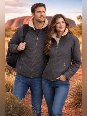 The Australian Outback Sherpa-Lined Jacket | Charcoal Zip-Up Utility Coat